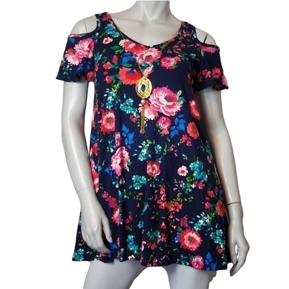 French Atmosphere SZ Small Top Floral Cold Shoulder Detachable Stretch Necklace - Picture 1 of 8